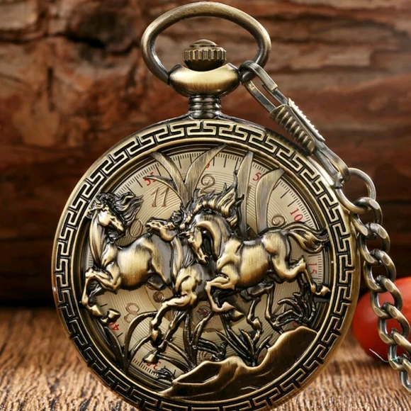 Equestrian mechanical pocket watch - Picture 1 of 5
